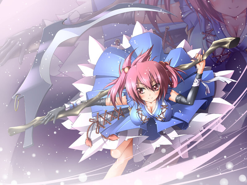 Pink-haired warrior with scythe