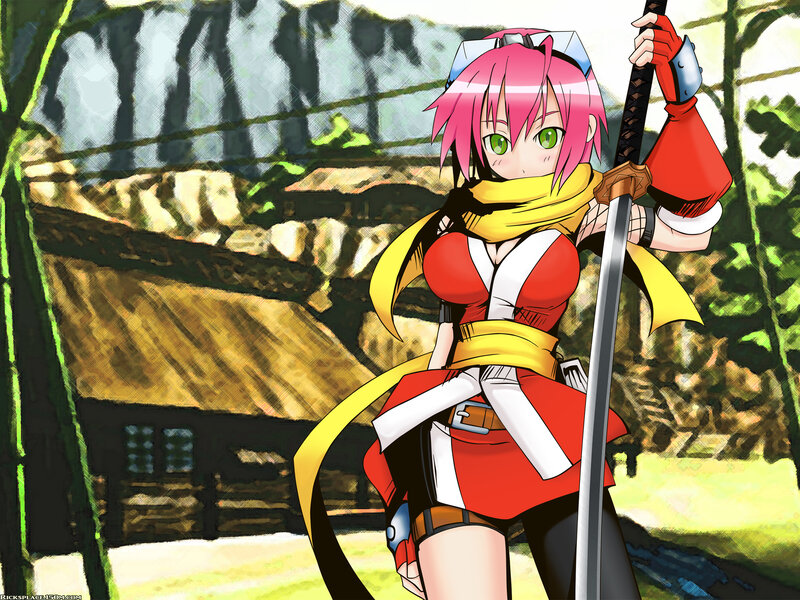 pink-haired warrior with sword