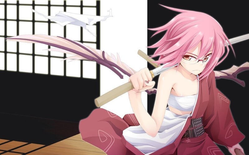 Pink-haired warrior with sword