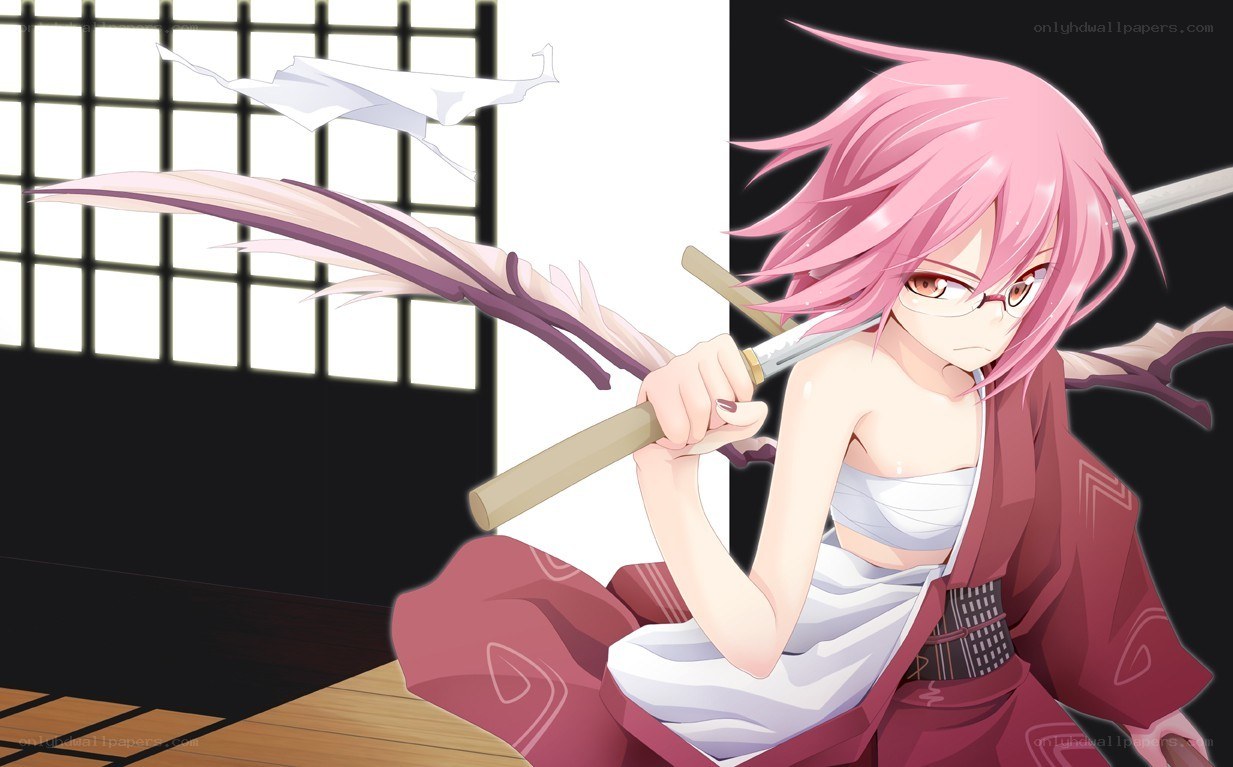 Pink-haired warrior with sword