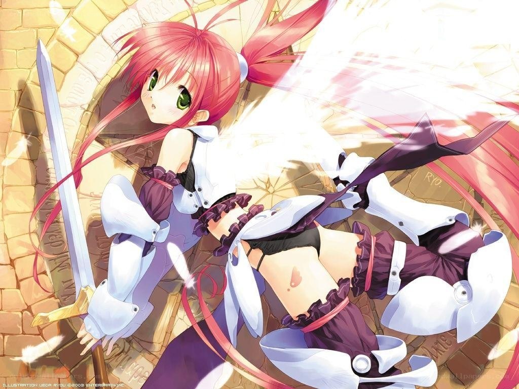 Pink-haired warrior with sword