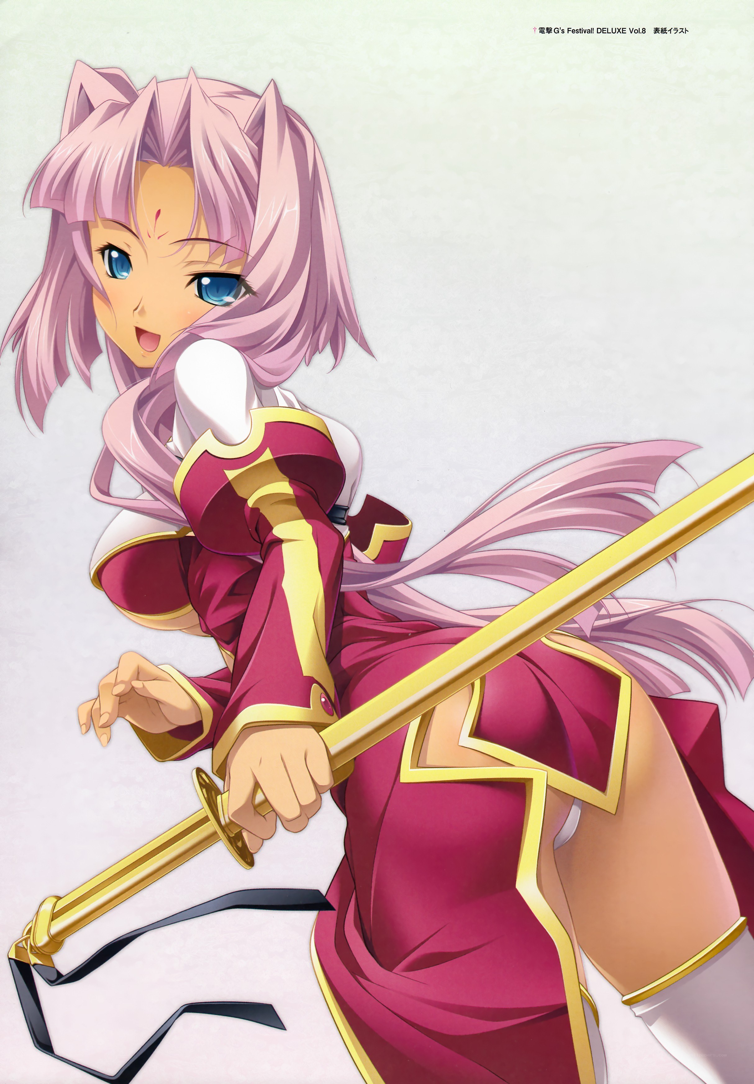 Pink-haired warrior with sword