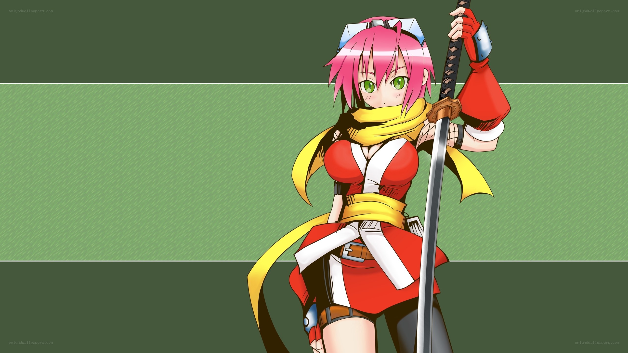 pink-haired warrior with sword