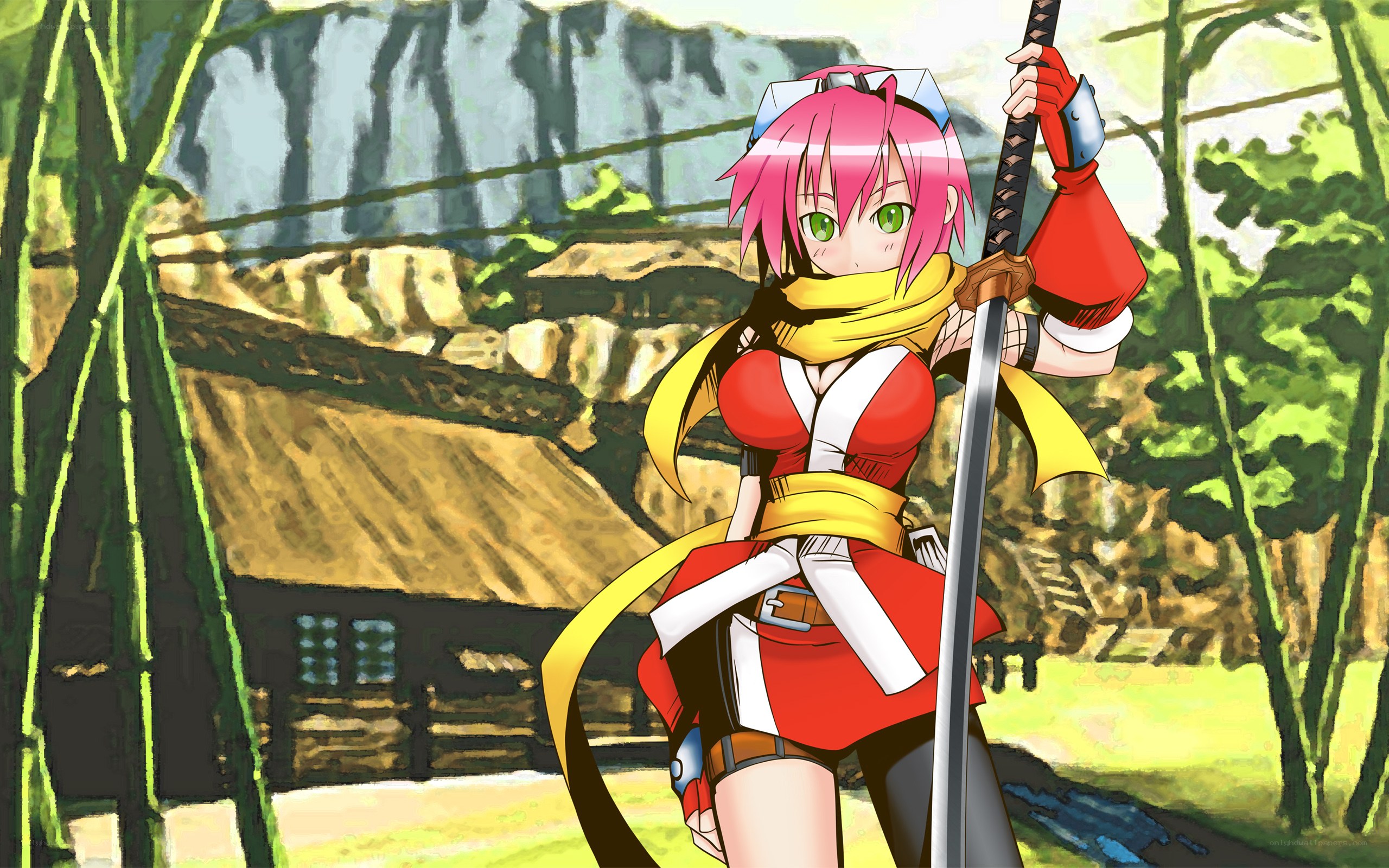 pink-haired warrior with sword