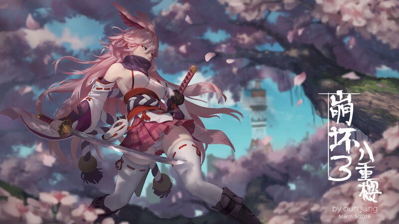 Pink-haired Warrior with Sword — Pink, Dramatic