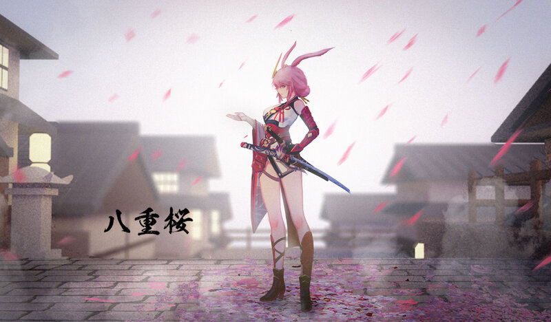 Pink-haired Warrior with Sword — Pink, Serene