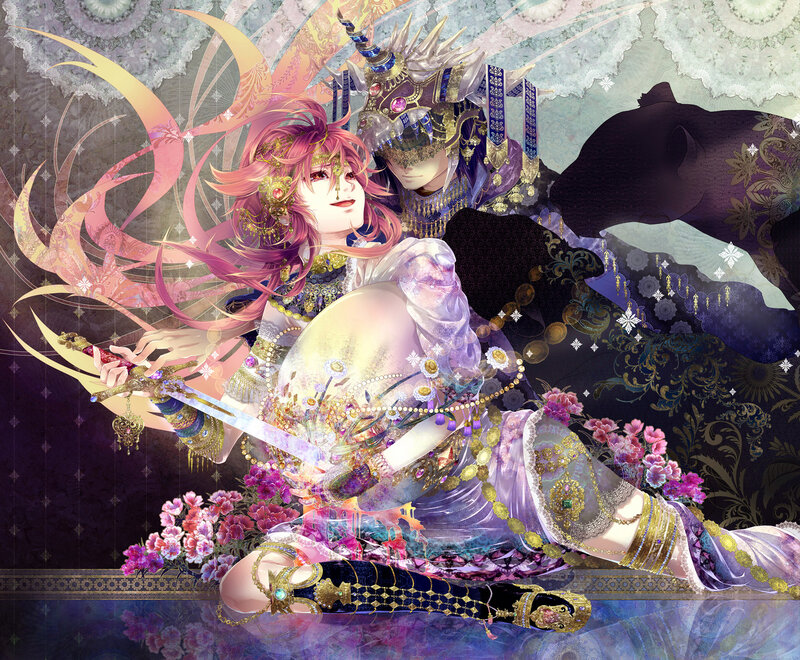 Pink-haired Warrior with Sword — Purple, Dramatic