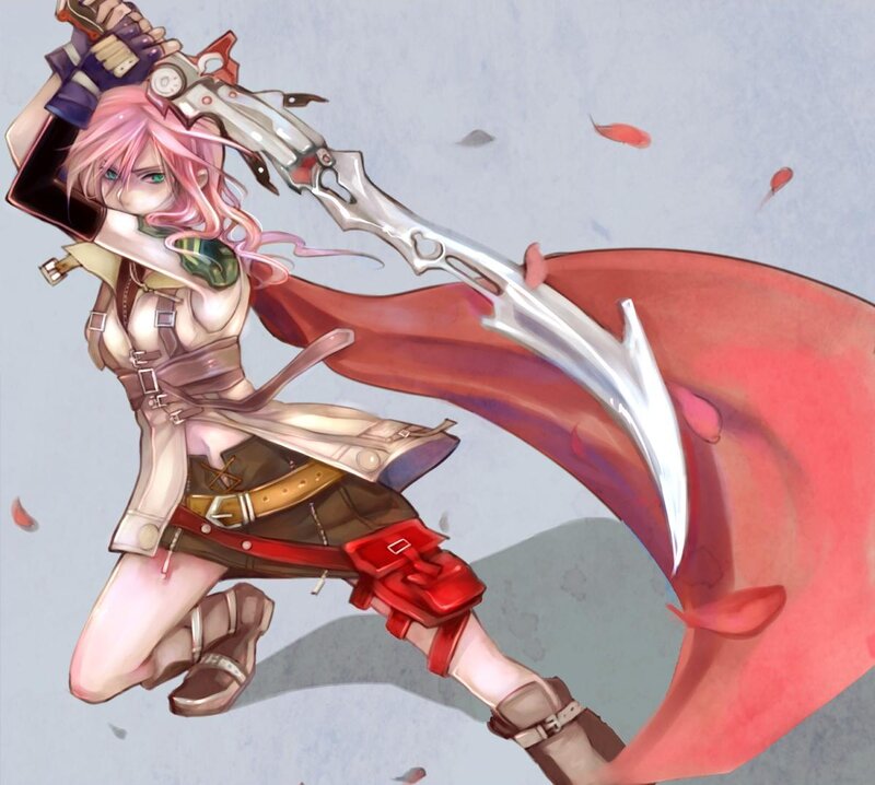 Pink-haired Warrior with Sword — Red