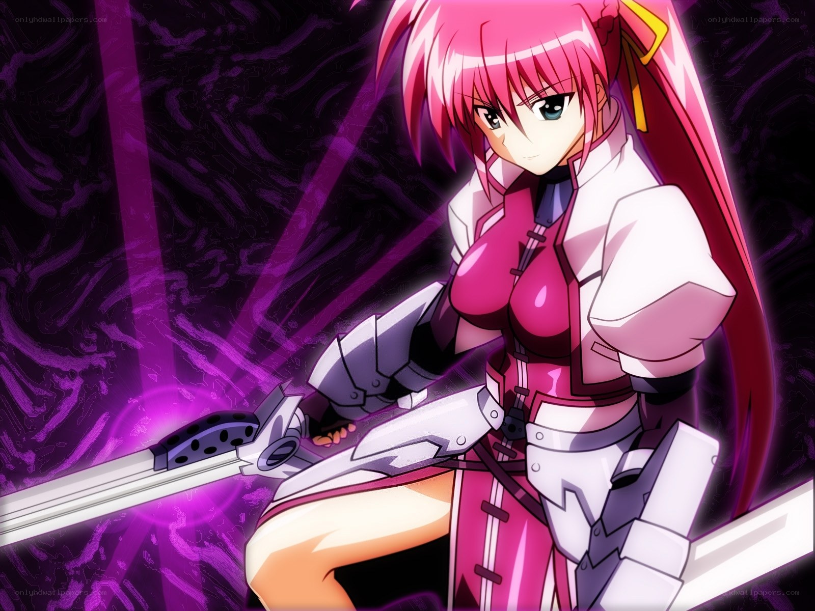 pink-haired warrior with sword