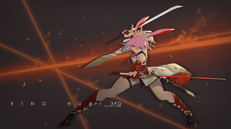 Pink-haired Warrior with Swords — Orange