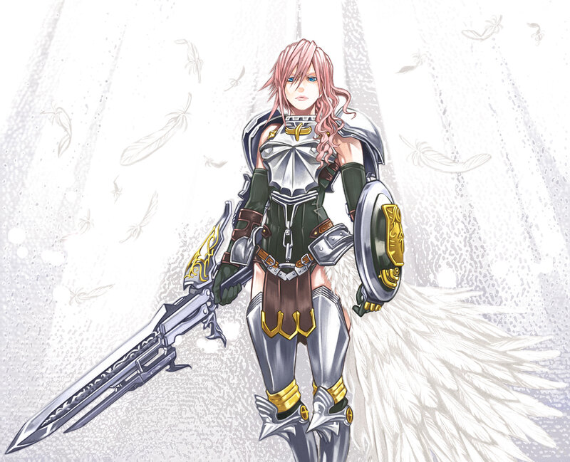 Pink-haired Warrior with Wings