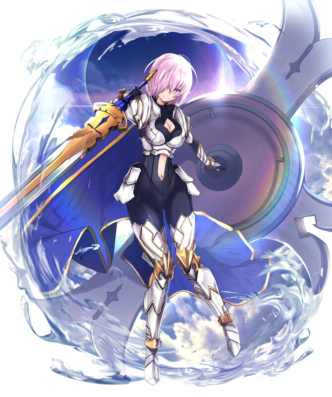Pink-haired Warrior Woman — Blue, Dramatic