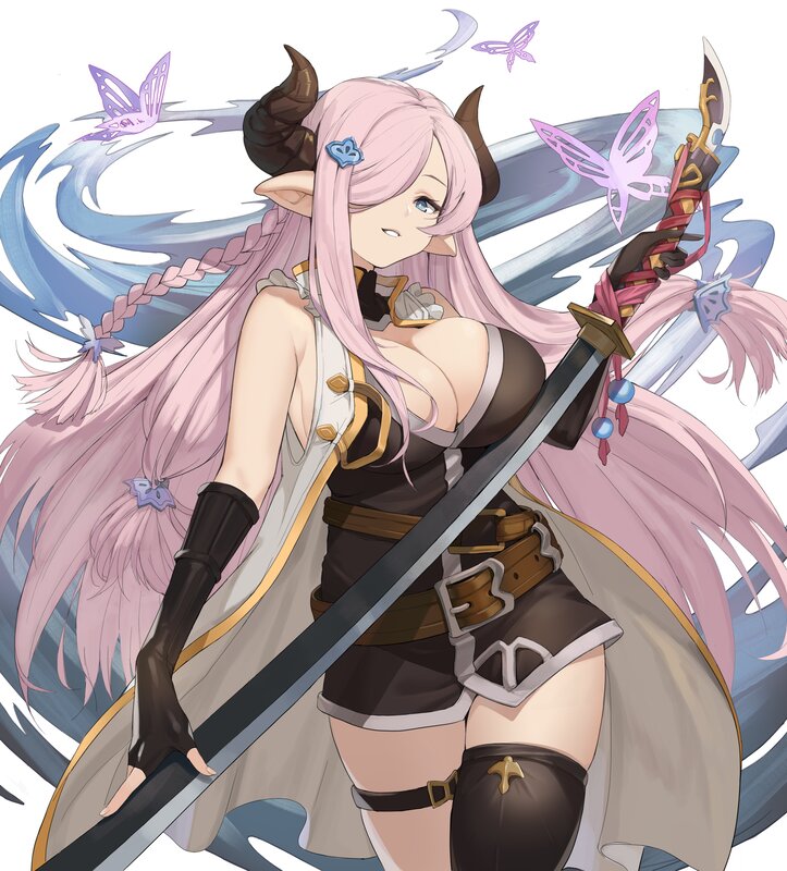 Pink-haired Warrior Woman — Pink, Dramatic, Anime, Sword