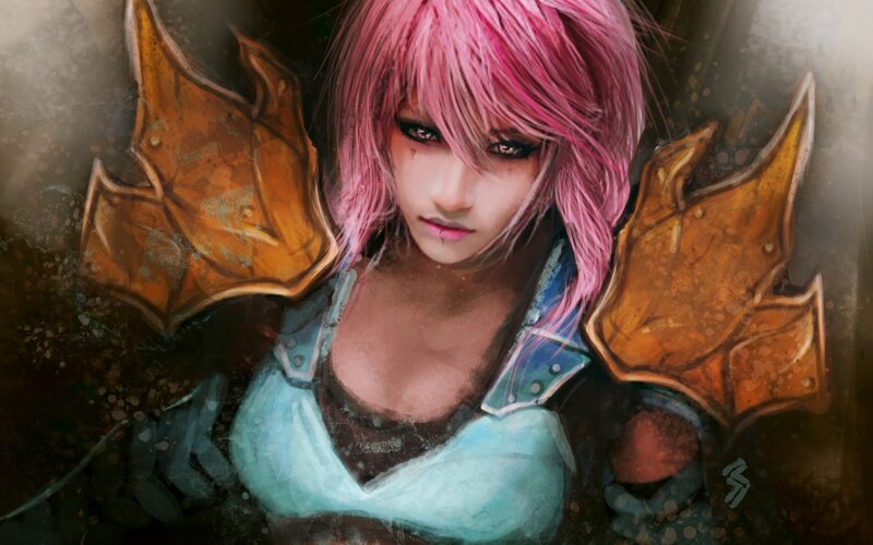 Pink-haired Warrior Woman — Pink, Dramatic, Digital Art, Armor