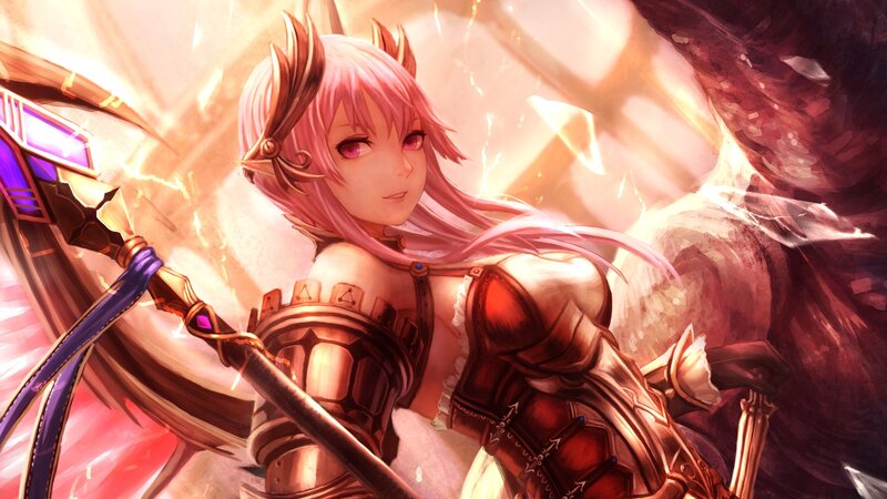Pink-haired Warrior Woman — Pink, Dramatic, Digital Art, Sword