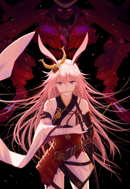 Pink-haired Warrior Woman — Pink, Dramatic, Night, Anime, Sword