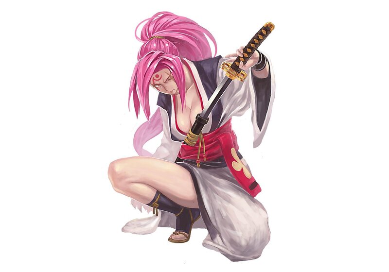 Pink-haired Warrior Woman — Pink, Dramatic