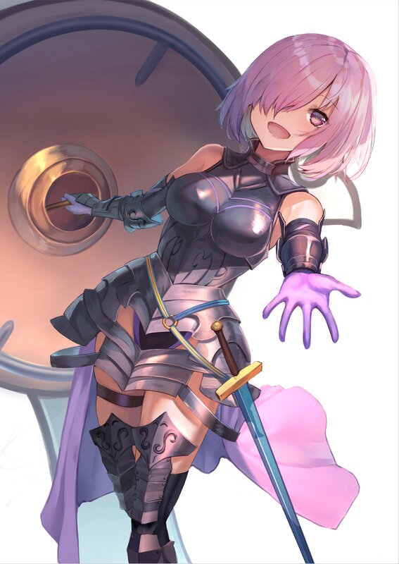 Pink-haired Warrior Woman — Purple, Dramatic, Anime
