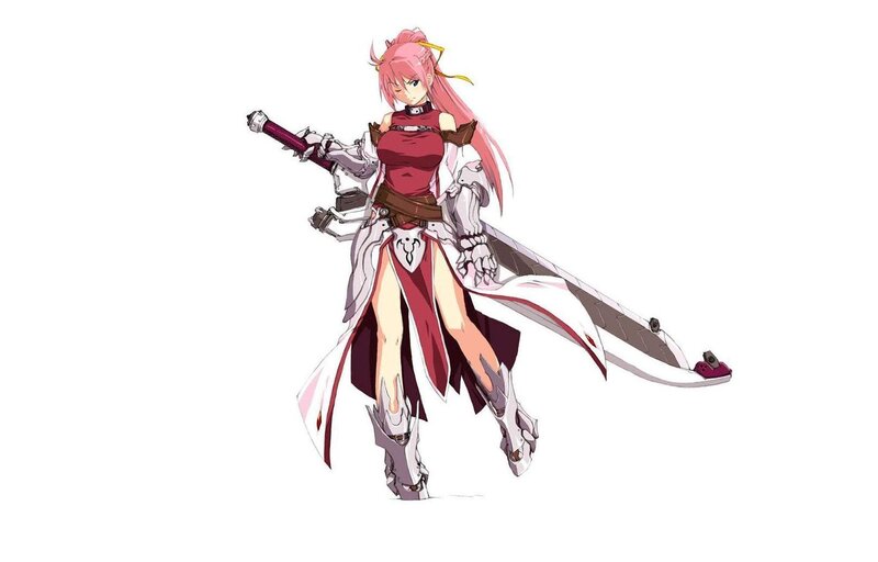 Pink-haired Warrior Woman — Red, Confident
