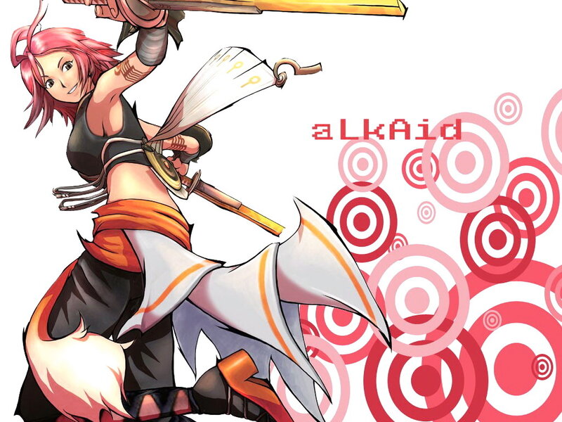 Pink-haired Warrior Woman — Red, Dynamic, Anime