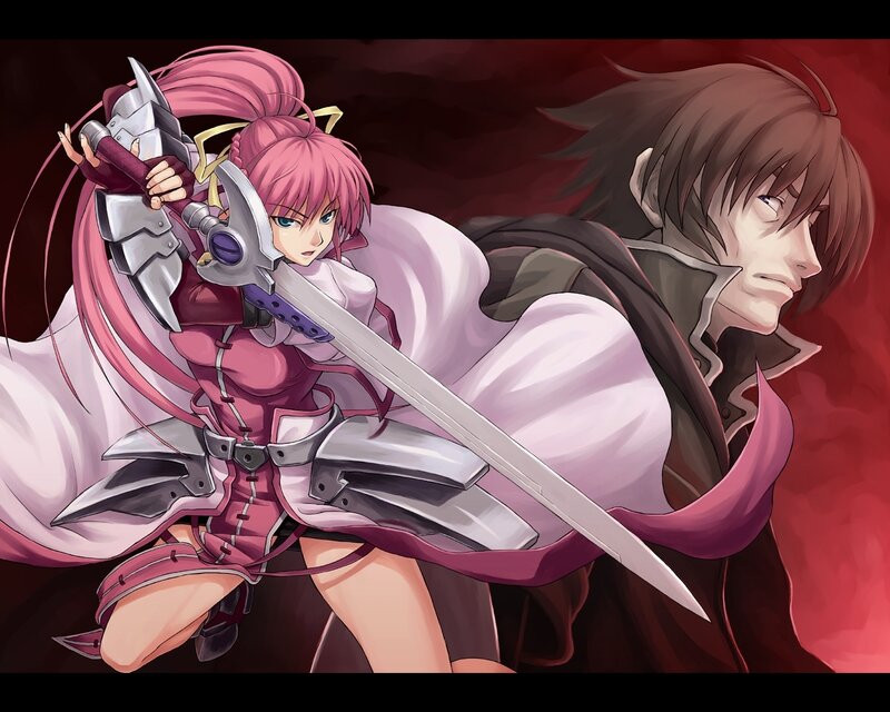 Pink-haired Warrior Woman — Red