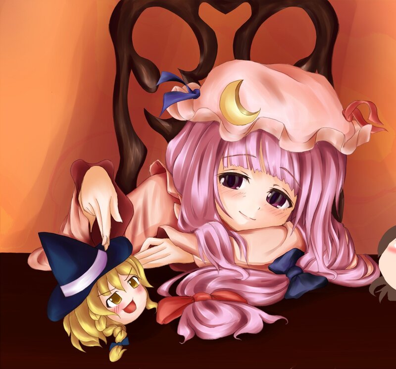 Pink-haired witch with a doll