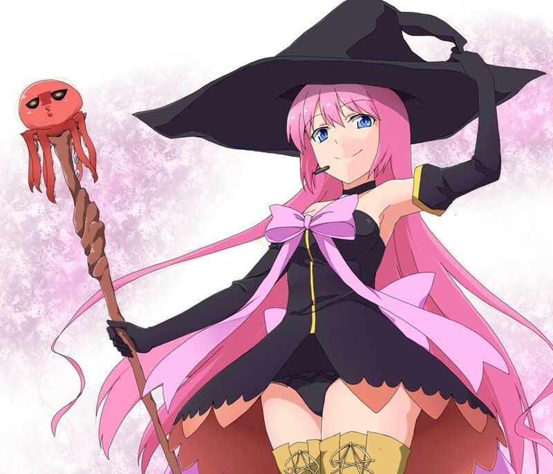 pink-haired witch with octopus staff