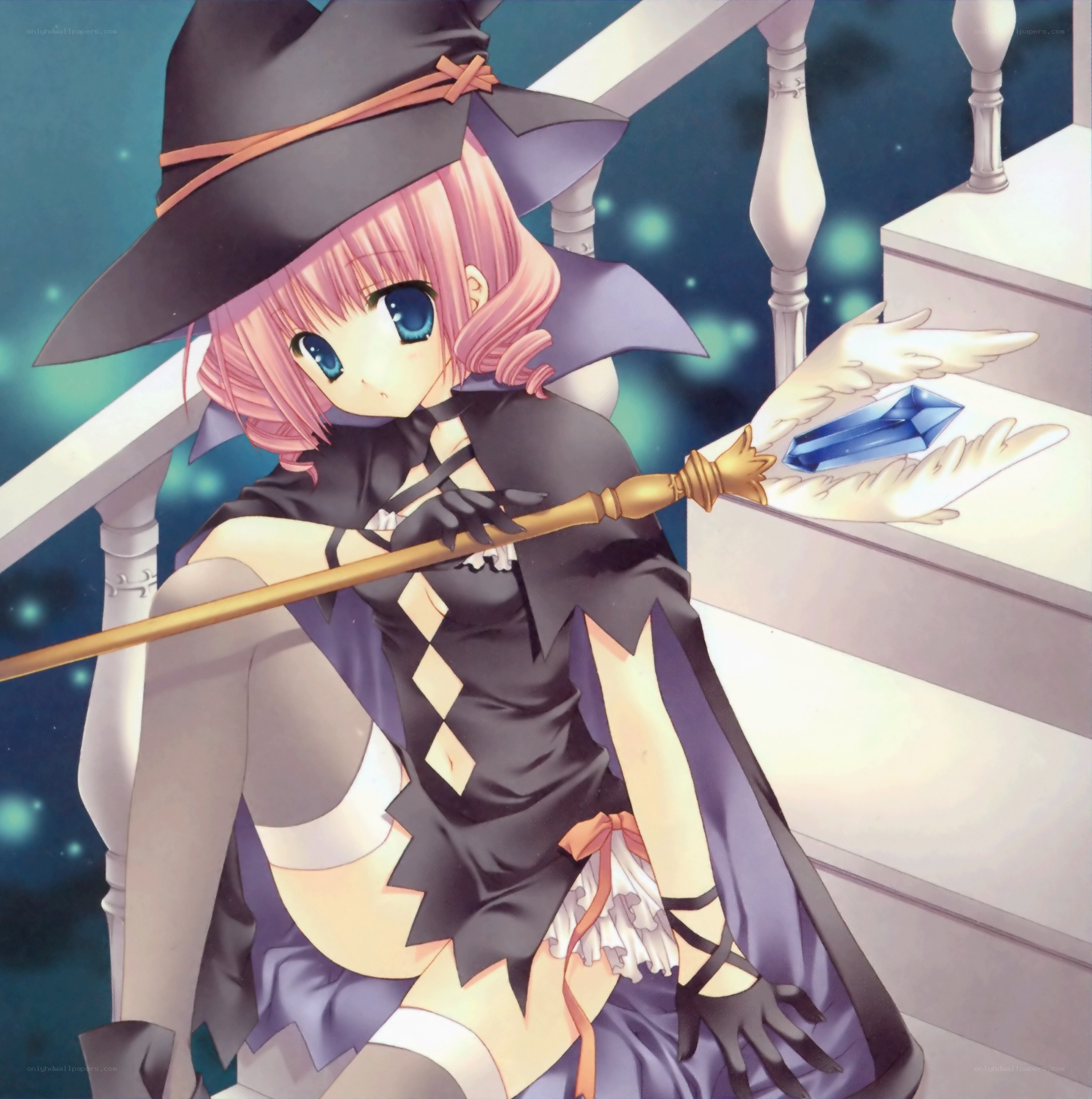 pink-haired witch with staff