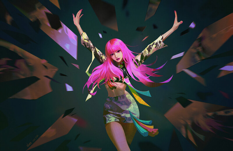 Pink-haired Woman Dancing