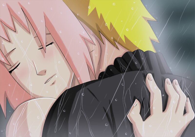 Pink-haired Woman Hugging