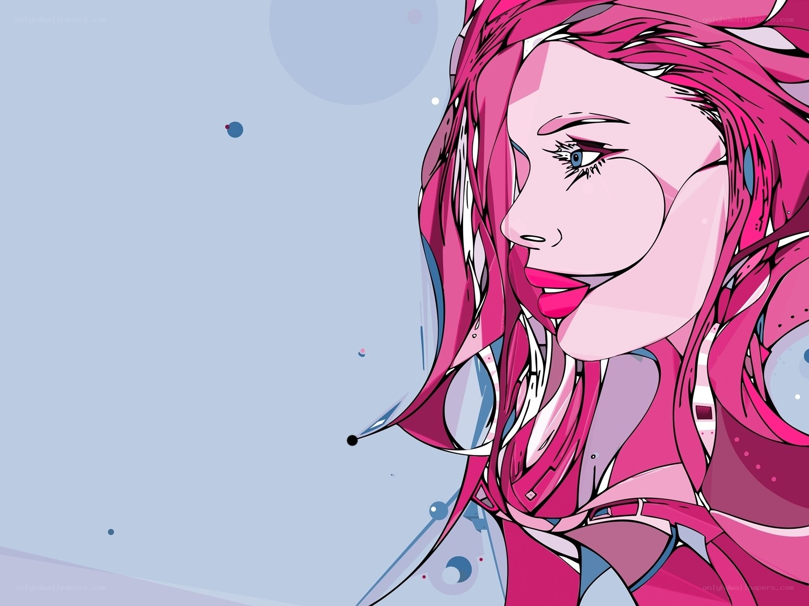 pink-haired woman illustration