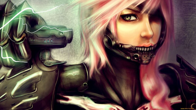 Pink-haired Woman in Armor