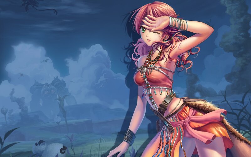 Pink-haired Woman in Desert