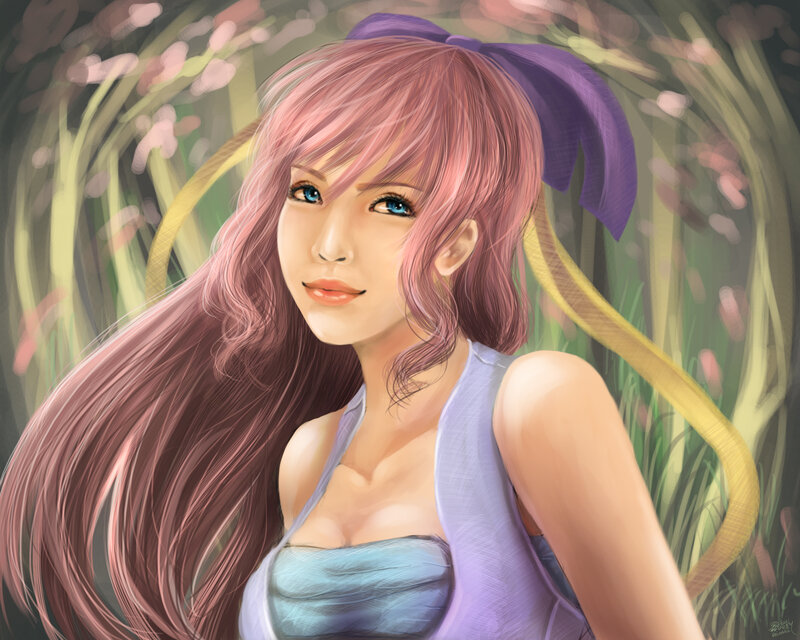 Pink-haired Woman in Field