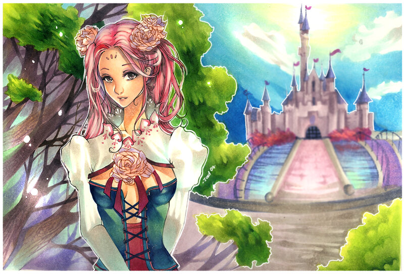 Pink-haired Woman in Forest