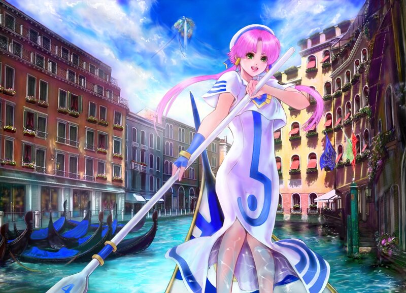 Pink-haired Woman in Gondola