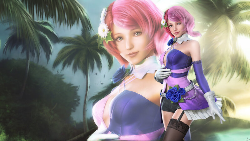 Pink-haired Woman in Purple Dress — Serene