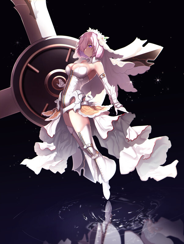 Pink-haired Woman in White Dress — Dramatic