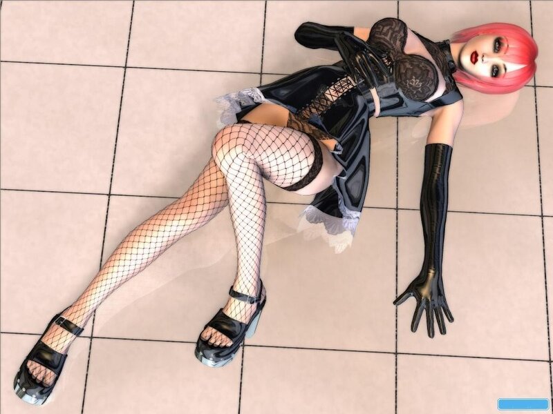 Pink-haired Woman Lying Down — Black