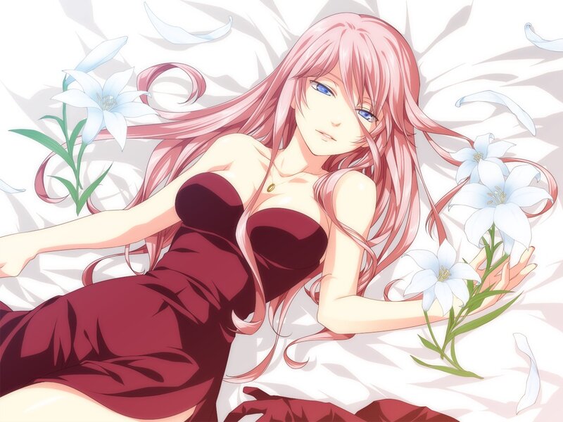 Pink-haired Woman Lying — Red