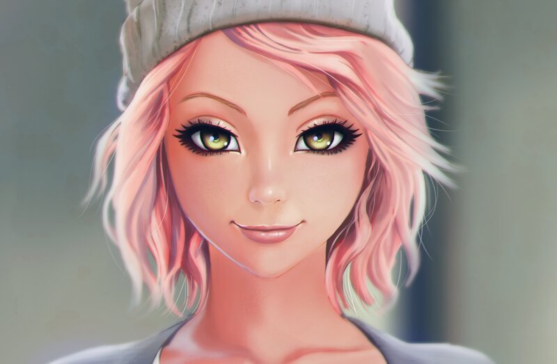 Pink-haired Woman — Pink, Calm