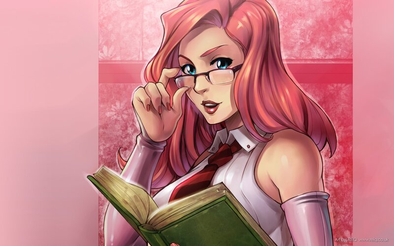 Pink-haired Woman Reading Book