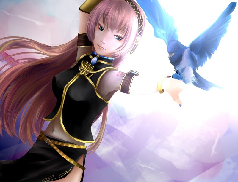 Pink-haired Woman with Bird