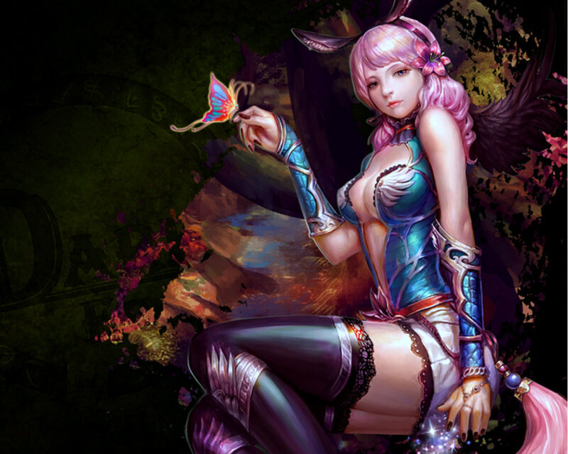 Pink-haired Woman with Butterfly — Pink