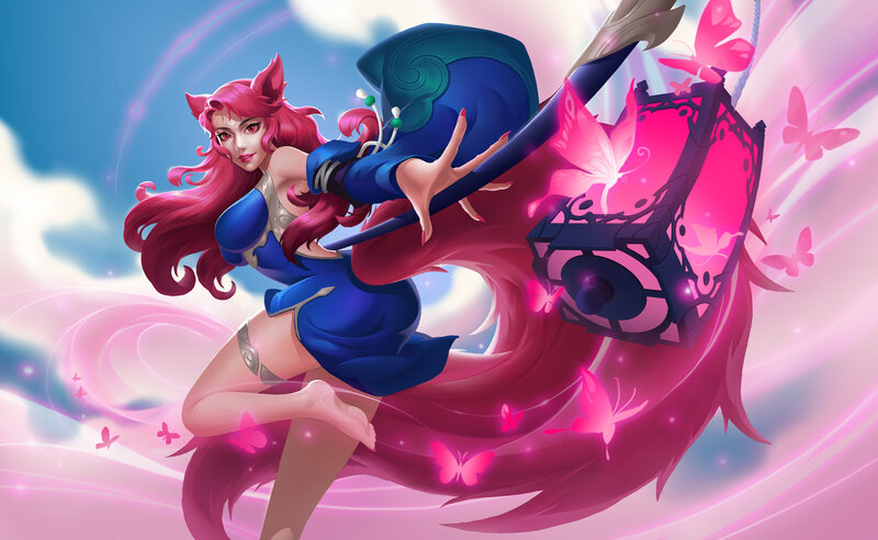 Pink-haired Woman with Lantern