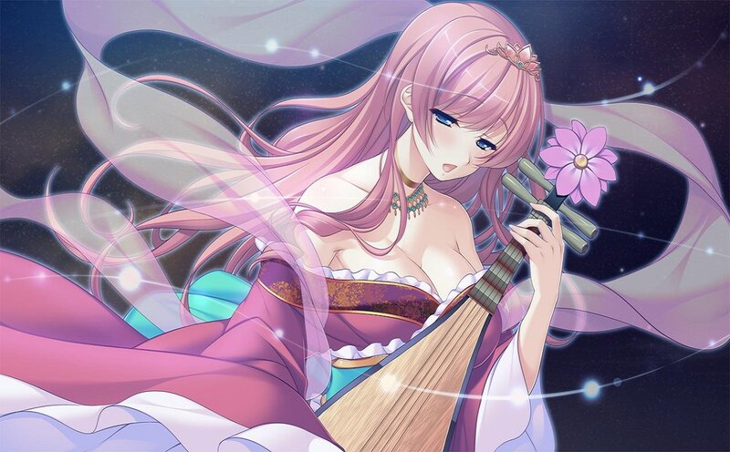 Pink-haired Woman with Lute