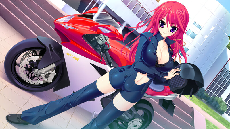 Pink-haired Woman with Motorcycle