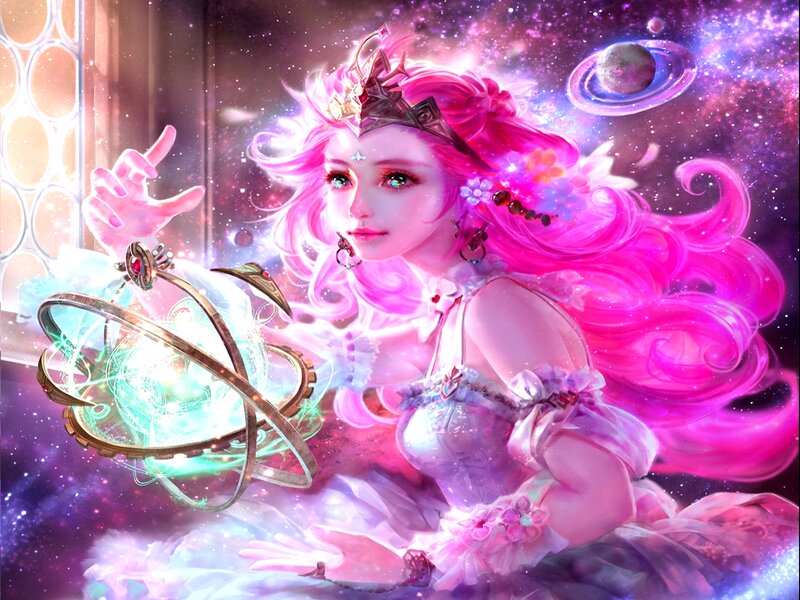 Pink-haired Woman with Orb — Pink