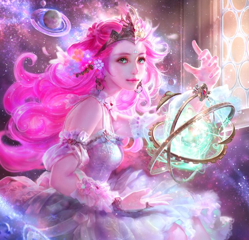 Pink-haired Woman with Orb