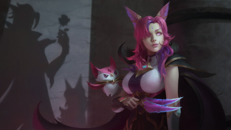 Pink-haired Woman with Owl